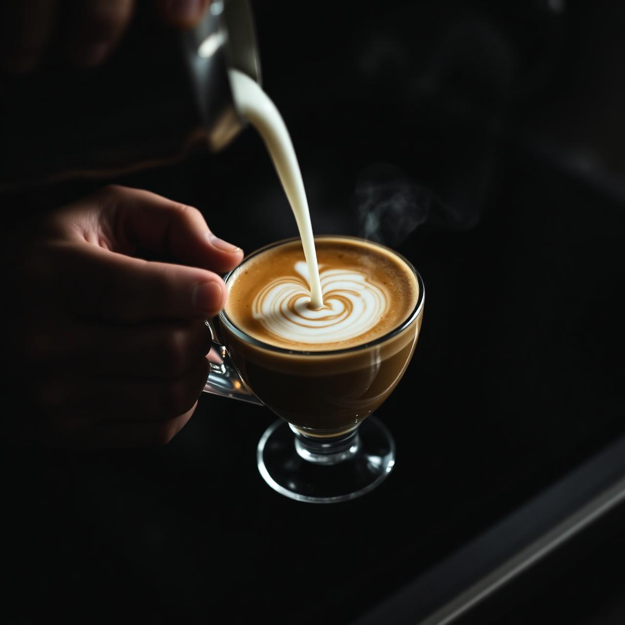 Barista heller melk i espresso